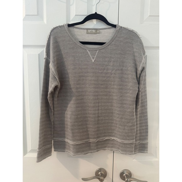 Nation LTD Tops - Nation LTD Jen Menchaca Grey Herringbone Raw Hem Sweatshirt Womens Small Peru